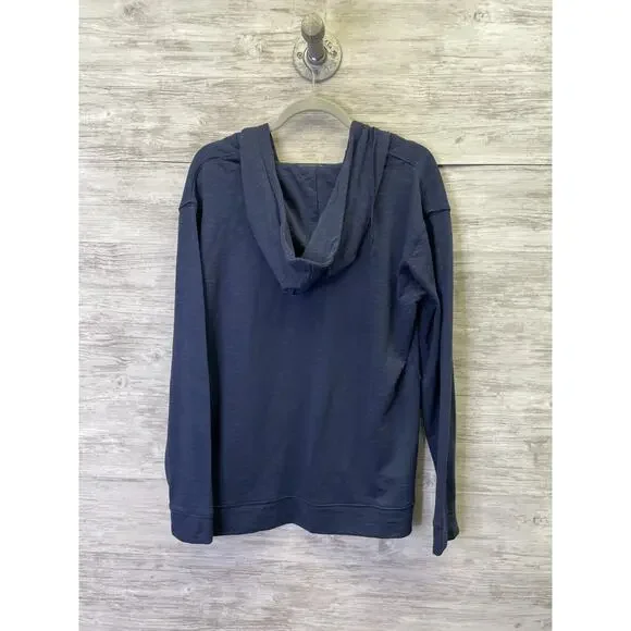 Haven Well Within Hoodie Shirt Womens M Blue Long Sleeve V Neck Cotton Pullover - Picture 9 of 10